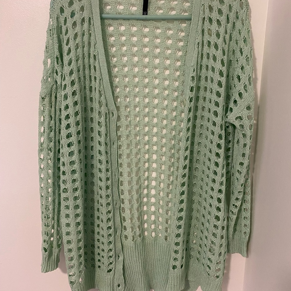 Love Culture Cardigan Light Mint Green Lace Sweater Ladies M Mint Green